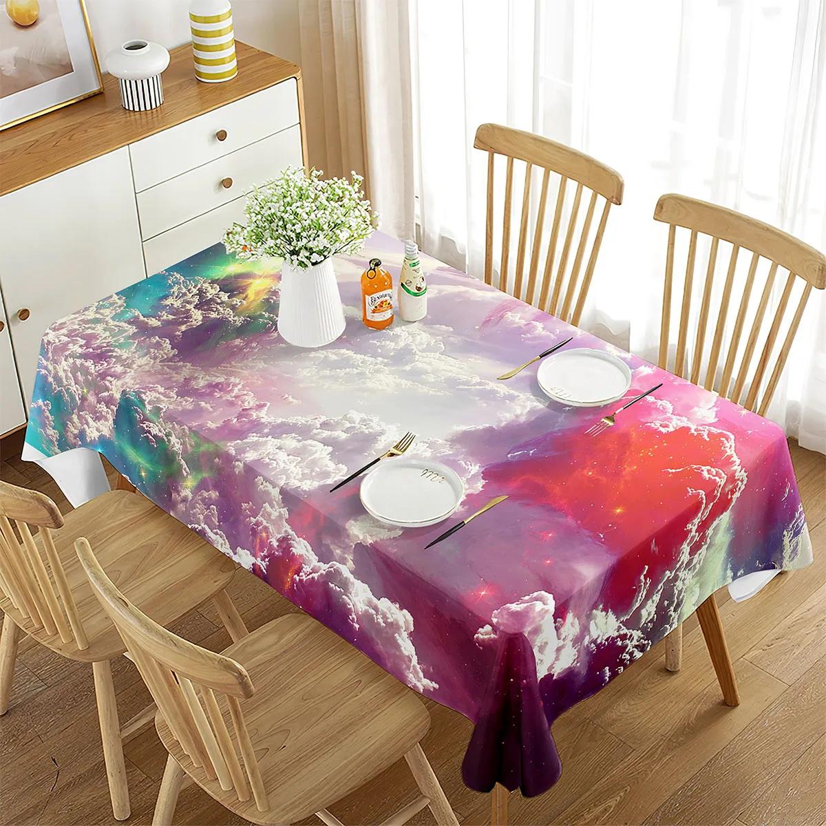 

Lpluscape Outdor Tablecloth,Floating Clouds in The Sky on a Suny Day Sumertime Natural Scene Picture Print Picnic Table Cloth 120*200cm Single