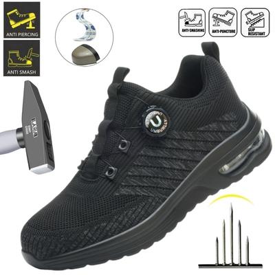 Bouton rotatif Nouvelles chaussures de sécurité Hommes Anti-écrasement Anti-perforation Chaussures de travail Mode Hommes Chaussures de sport Chaussures de protection de sécurité