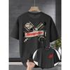 T-shirt in Cotone Stampata Manica Corta Larga Tendenza Retro Girocollo Top di Alta Qualità Uso Quotidiano Top High Street Unisex Streetwear
