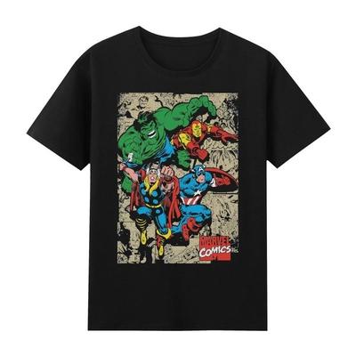 Genuine  Iron Man Team Avengers Retro Trend Printed T-Shirt Casual Men's And Women's Short SleevesJacket