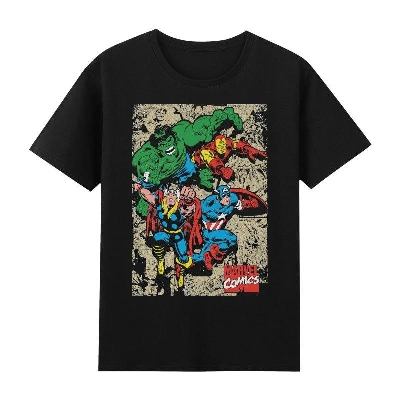 

Genuine Iron Man Team Avengers Retro Trend Printed T-Shirt Casual Men s And Women s Short SleevesJacket - Men s Summer Cotto... S разноцветный
