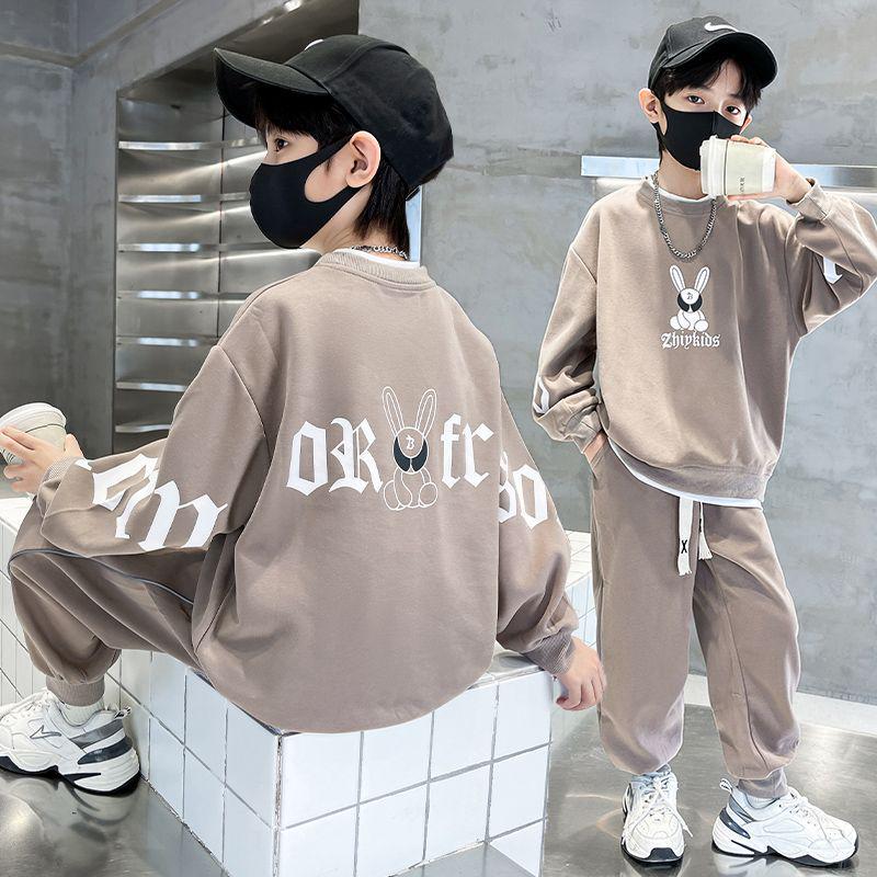 2023 Boys' Cartoon Sports Two-Piece Suit: Sweatshirt & Sweatpants for Spring/Autumn