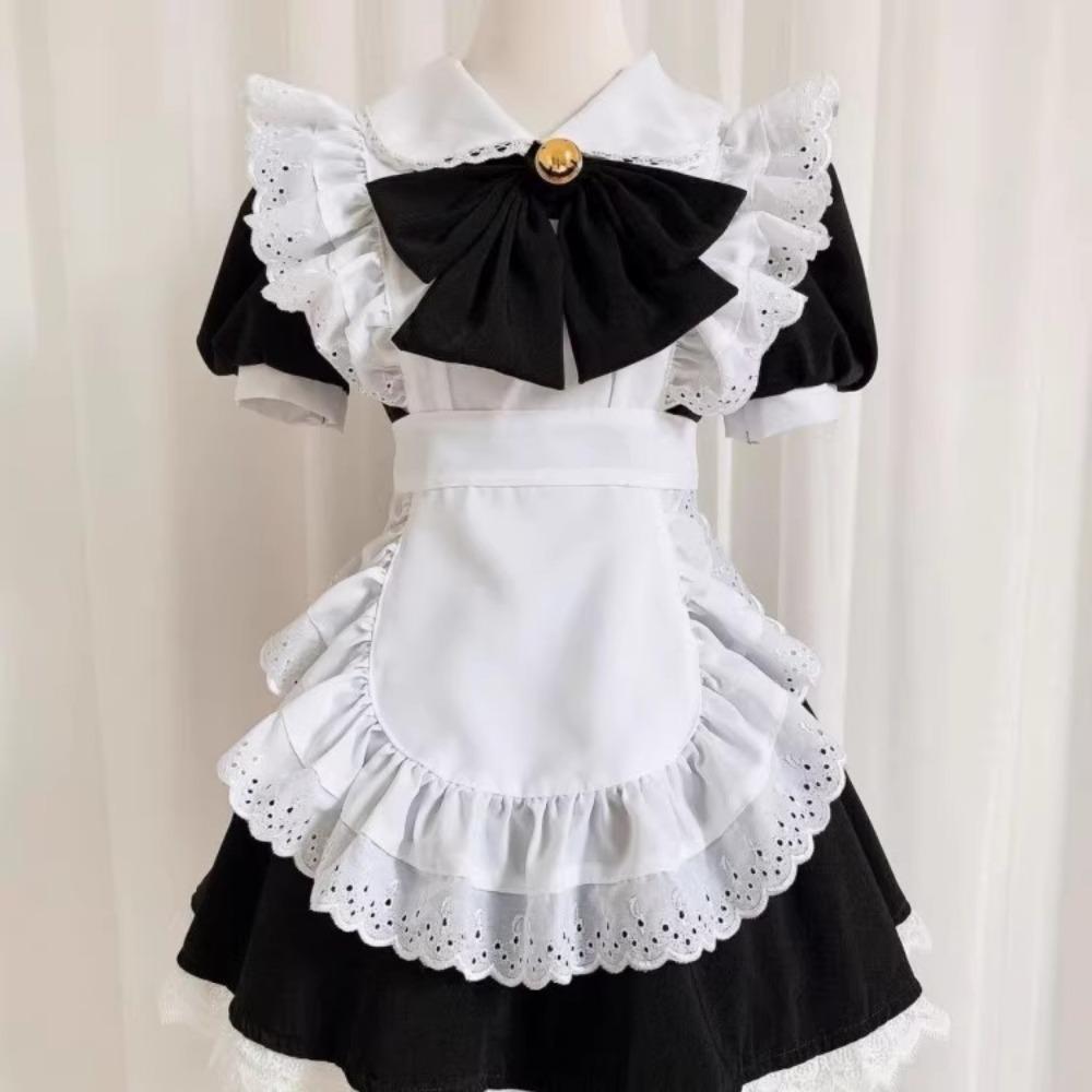 Cute Lolita Bunny Girl Cosplay Black and White Maid Outfit Lolita Dress Women's Skirt