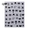 Self Adhesive Nail Decorations Halloween Art Stickers, 3D Embossed Skeleton Hand Pumpkin Bat DIY Home Manicure Tools Black Decals,