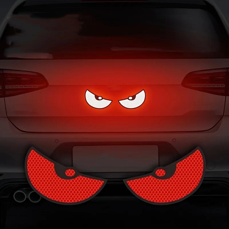 2pcs/Set Reflective Car Stickers - Improve Your Vehicle's Visibility and Safety with Devil Eye Stickers!