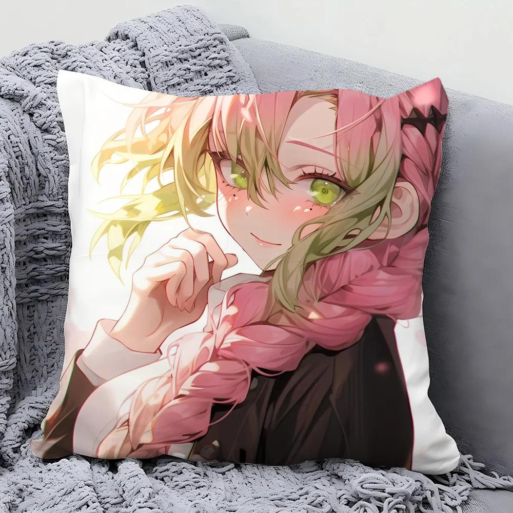 Kanroji Mitsuri Animation Demo Slayer Pillow Case Square Pillow Bedroom Sofa Leisure ComfortCarLiving Room Home Decoration 40X40