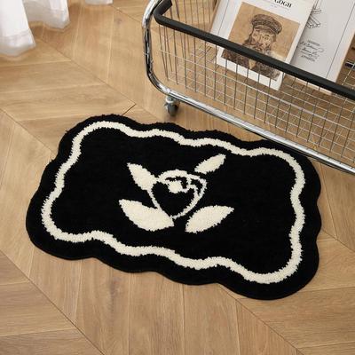 Patchwork Non-slip Bathroom Door Mat with Floral Design