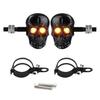 Skull Head LED Amber Turn Signal Universal 10mm Screw Blinkers Motorcycle Indicator Light for 12V Cruiser Chopper Scooter Dirt Bike