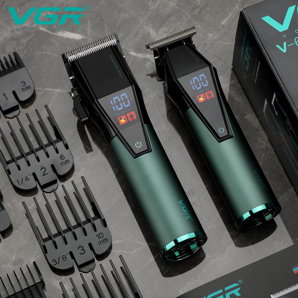 VGR 677 Hair Trimmer Professional Hair Clipper Set Electric Hair Cutting Machine Rechargeable Barber Trimmer Oily Hair Clipper Digital Display LED