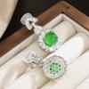Elegant Jade Egg Face Earrings with Diamonds - Versatile Luxury Ear Clips for Women