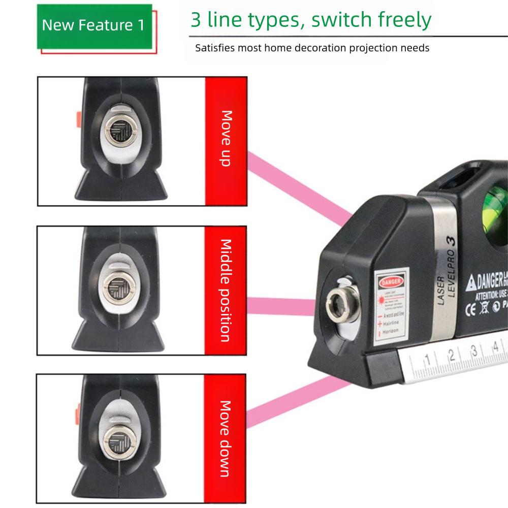 Nastavitelná laserová vodováha s ocelovým pravítkem, křížová laserová vodováha s přímkou, měřicí nástroje