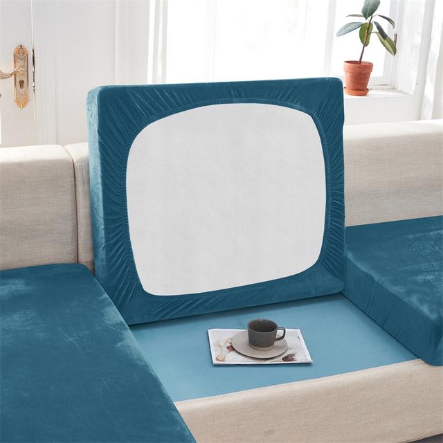 Solid Color Velvet Sofa Seat Cover Cushion Cover Thick Jacquard Soft Stretch Sofa Slipcovers Funiture Protector Living Room