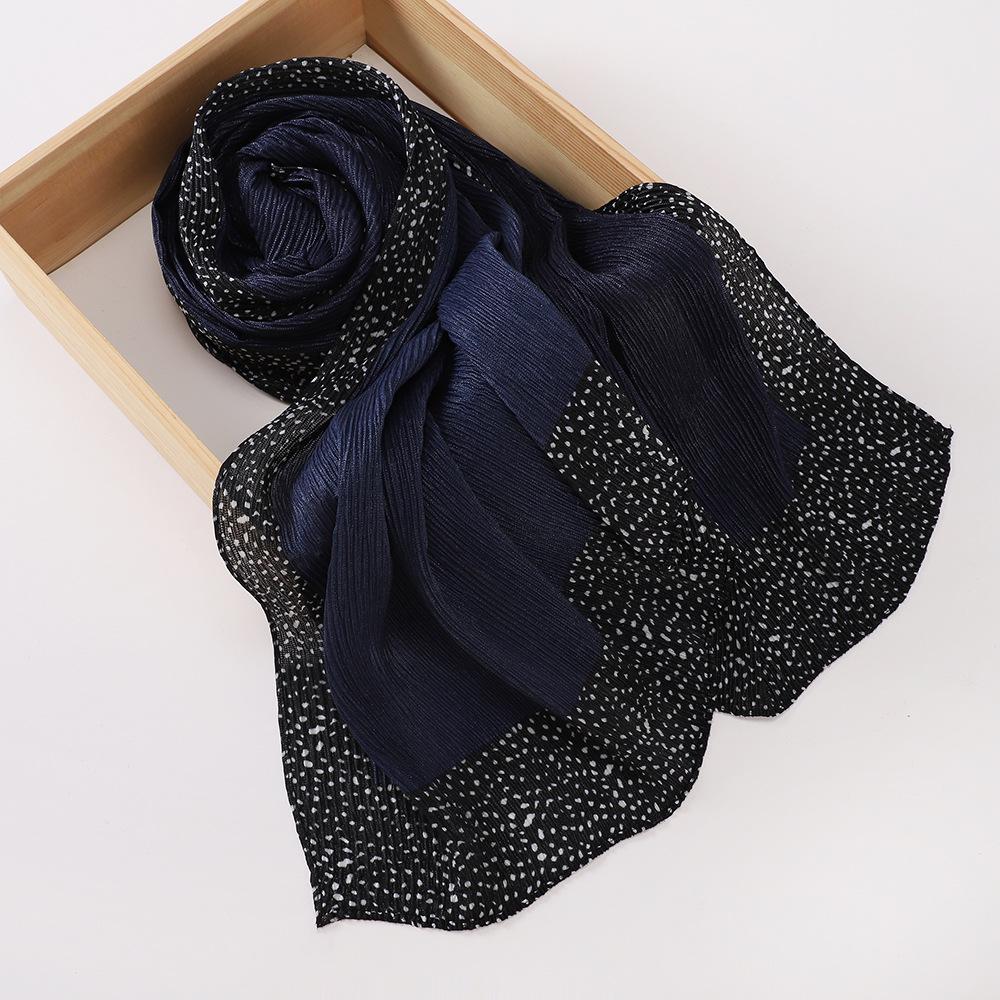 New women's bag head printed yarn scarf, Malaysian wrinkled splicing fashion package headscarf