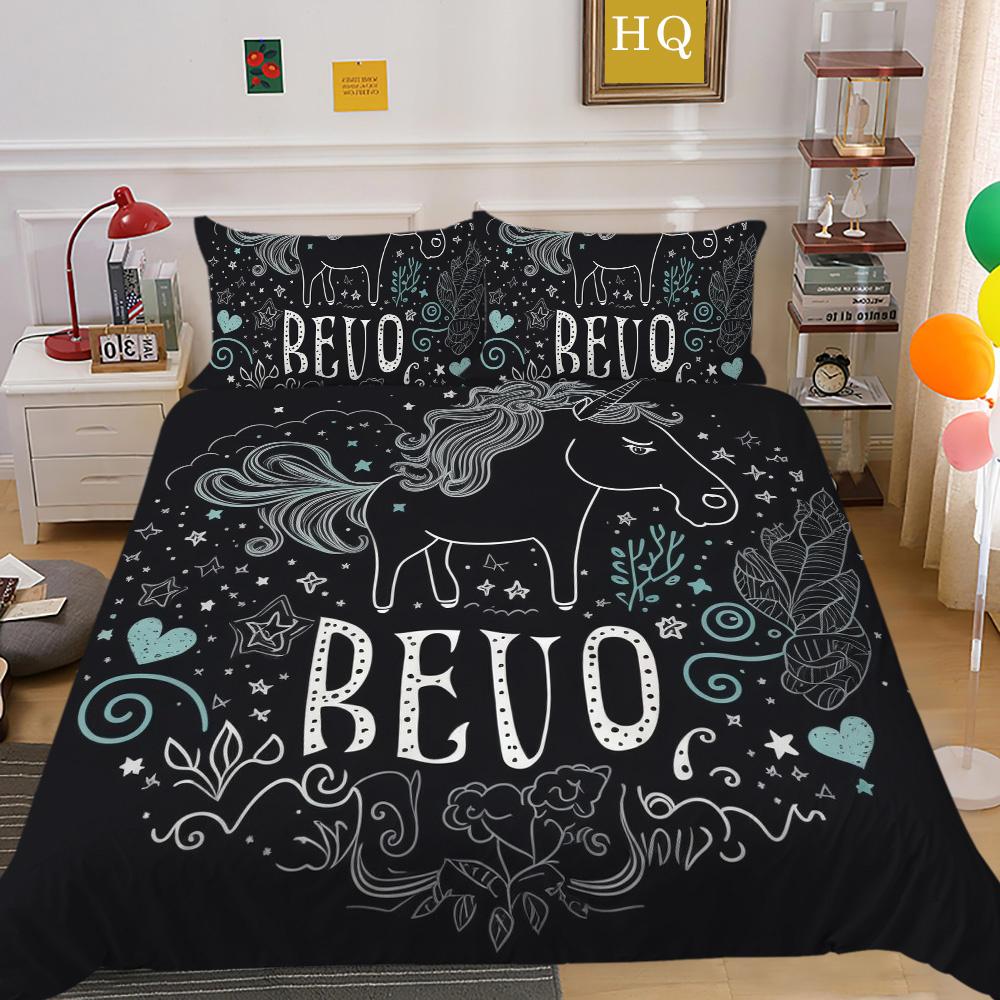 

Декор спальни Единорог мультфильм 3D принт дети королевский размер домашнее постельное белье милый комплект постельных принадлежностей чехол EU Single 135x200cm