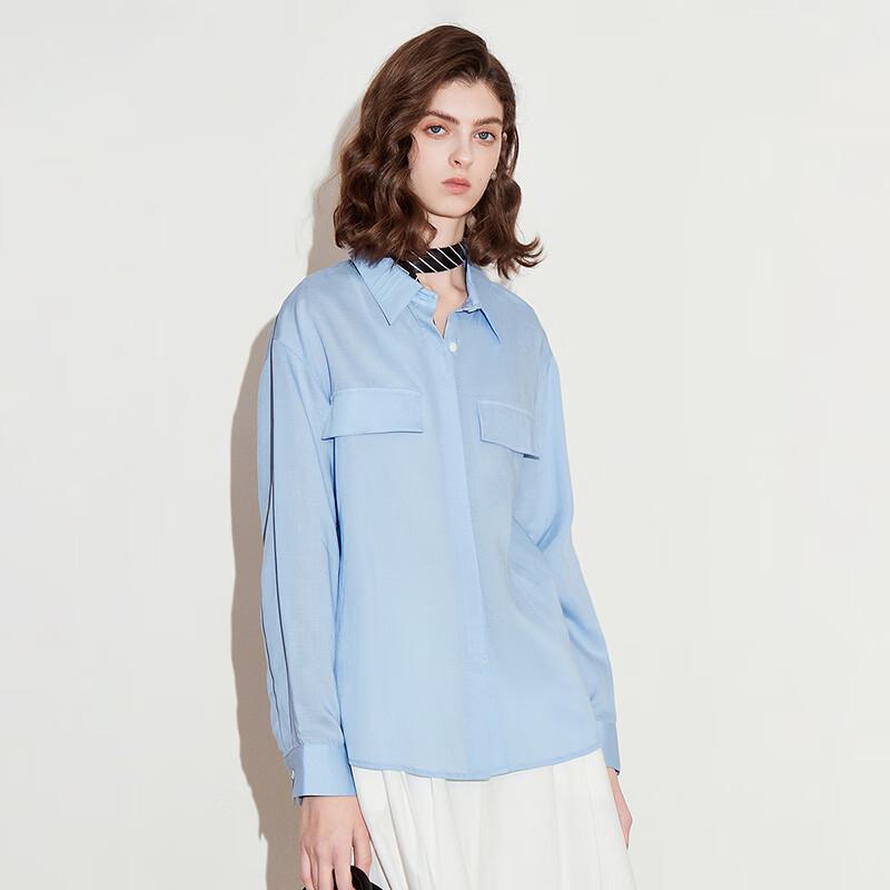 Chuyu Women's Pleated Lapel Lyocell Shirt