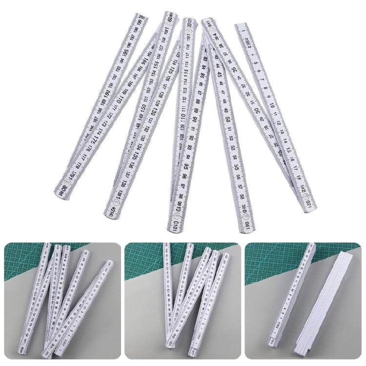 2Pcs Lightweight 2 Meter Foldable Ruler Plastic Measuring Ruler Teaching Aid for Professional & Person Measuring Tasks