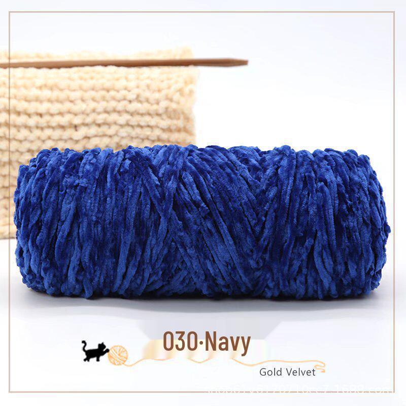 Golden Chenille Silk Velvet Yarn: Medium-Thick Polyester Yarn for Scarves, Glossy Velvet Crochet, and Wool Knitting Projects.
