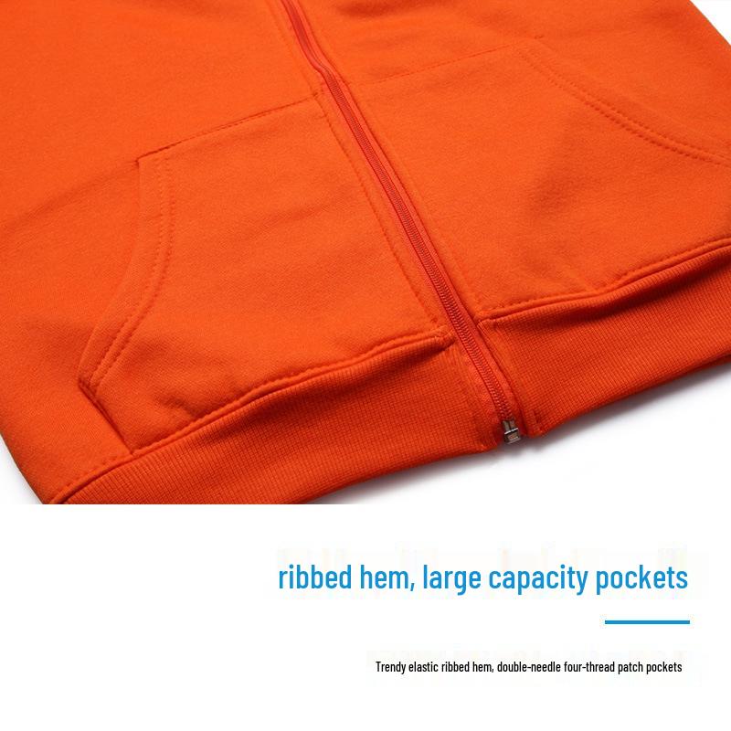 Spring/Summer Custom Workwear: Pure Cotton Zipper Sweatshirt with Turn-Down Collar and Long Sleeves for Uniform and Advertising.