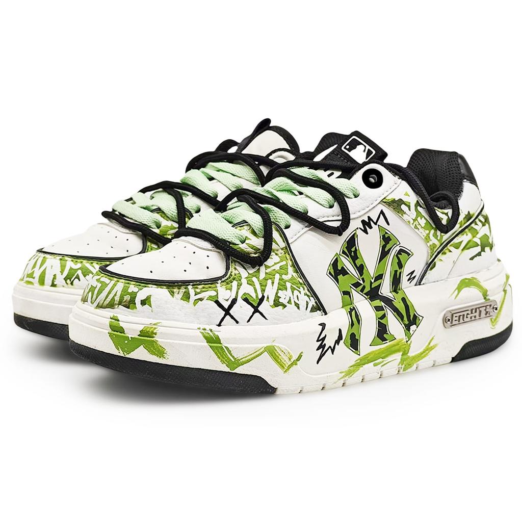 MLB Chunky Liner Abrasion Resistant Low top Skateboard Shoes Unisex White Green 3ASXCA12N-50WHS(Team486- 2 S)