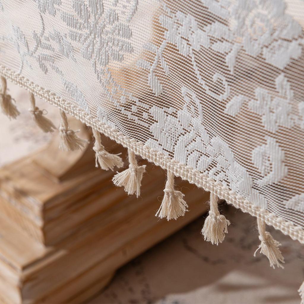 Rose Lace Tablecloth – Lightly Luxurious and Romantic Photo Backdrop / Decorative Cloth – Rectangular Cover for Coffee Tables and Nightstands