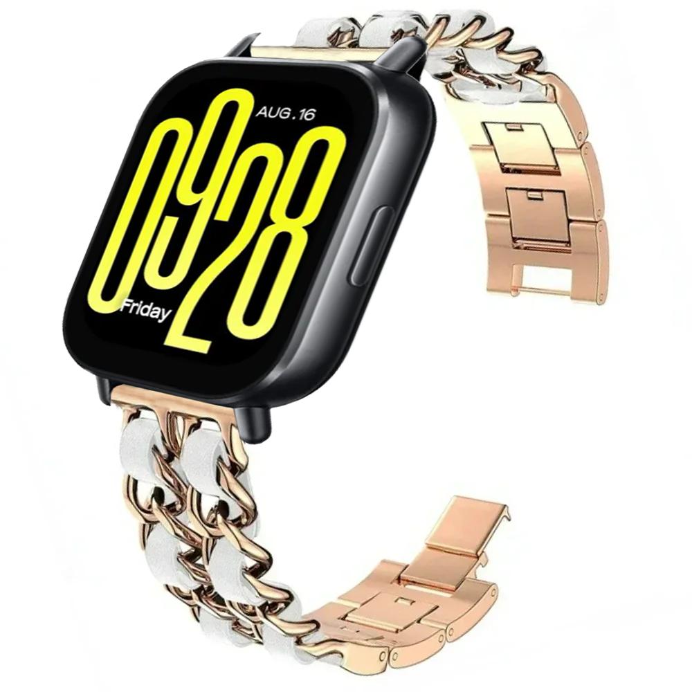 22mm Metal Cowboy Chain Strap For Redmi Watch 5 Active / 5 Lite Gorgeous Bracelet Watchband For Xiaomi Watch 5 S5-S4-S3-S2-S1 Belt