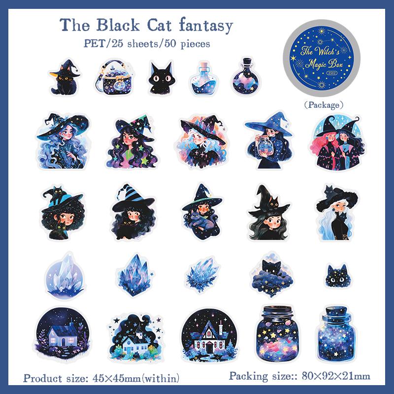 50 Pcs Witch's Magic Box Theme Iron box shape Stickers PET sticker DIY diary decoration sticker album scrapbooking Junk Journal