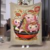8 Sizes Anime Ramen Printed Blanket Warm Soft and Comfortable Home Travel Blanket Sofa Bedding Cover Blanket Kids Gamer Gift