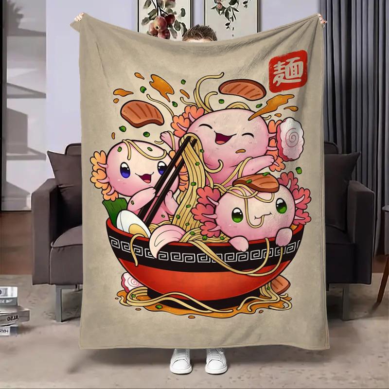 

8 Sizes Anime Ramen Printed Blanket Warm Soft and Comfortable Home Travel Blanket Sofa Bedding Cover Blanket Kids Gamer Gift 100x150cm(39x59in)