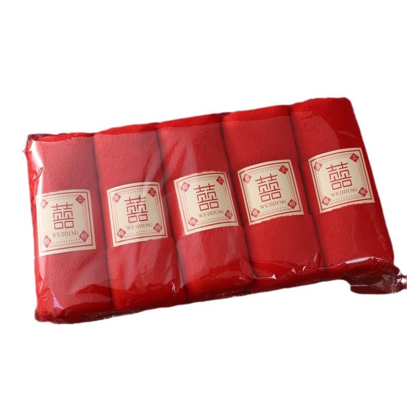 Coral Fleece Wedding Big Red Towel Wedding Happy Event Hand Towel Happy Character Pearl Bear Couple Red Towel