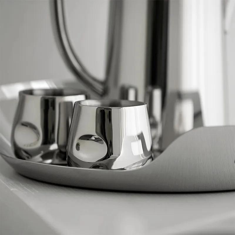 

2 л Роскошный зеркальный чайник из нержавеющей стали, кухонная бутылка для холодной воды, чайник, поднос, украшение для дома, подарок в скандинавском стиле