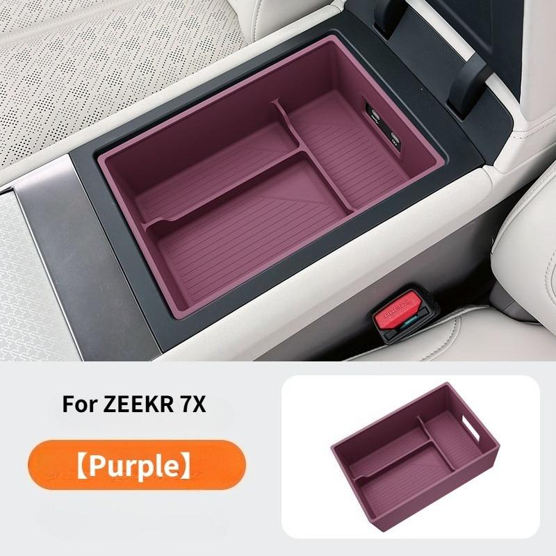 For ZEEKR 7X 2026 Car Central Control Storage Box Silicone Armrest Compartment Storage Box Auto Interior Decoratives Accessories