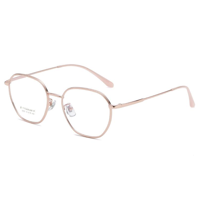 Ultra-Light Titanium Alloy Glasses Frame Women Fashion Polygonal Myopia Hyperopia Optical Prescription Eyeglasses Retro Eyewear