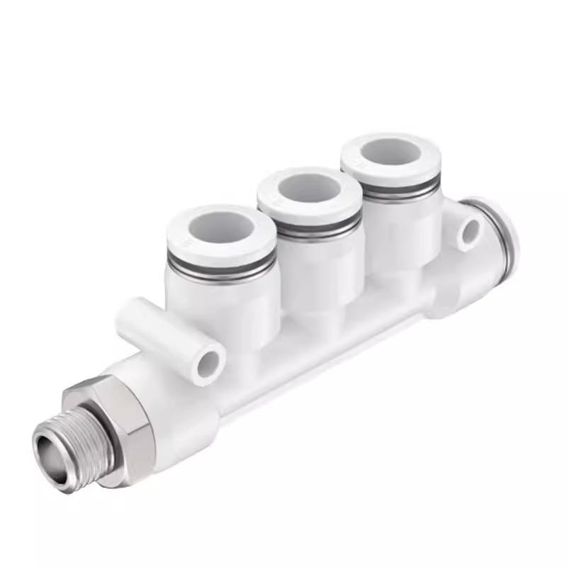 Pneumatic Quick-Connect Air Hose Five-Way Fitting, MPKD Threaded, Sizes: 4/6/8/10/12-01/02/03/04