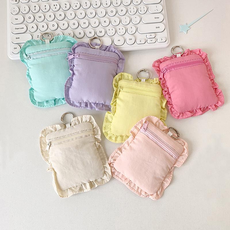 1PC Card Holder Sweet Pillow Shaped Korean Girl Photo Card Case Cute Photocard Holder Keychain Holder Photocard Ins Style 6 Colors