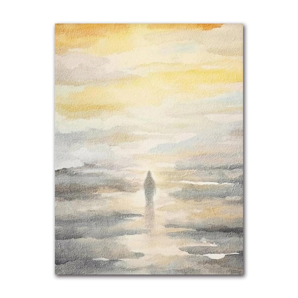 Sheep Kids Back Shadow Poster Print Canvas Printing Wall Art Picture for Living Room Nursery De Watercolor Christianity Jesus