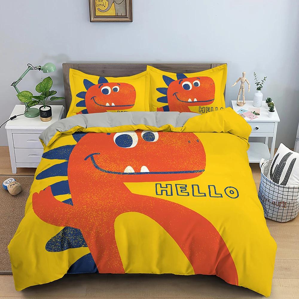 Cartoon Dinosaur Duvet Cover King Queen Size Jurassic World Theme Bedding Set Kids Ancient Animals 2/3pcs Polyester Quilt Cover