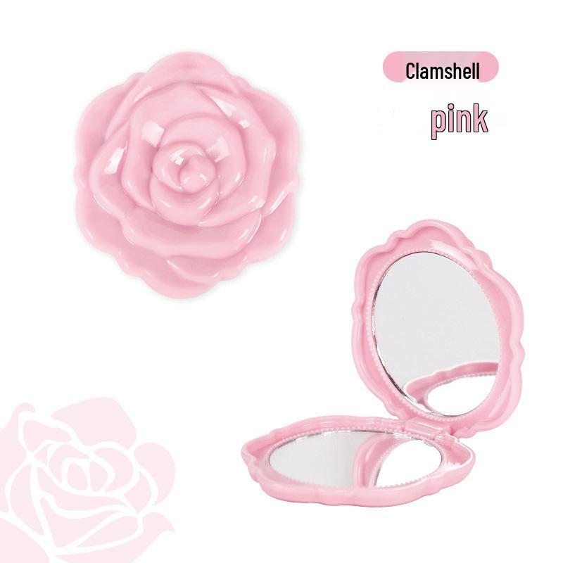 Portable Folding Rose Mirror: Compact HD Double-Sided Makeup Mirror with Flip-Top Design