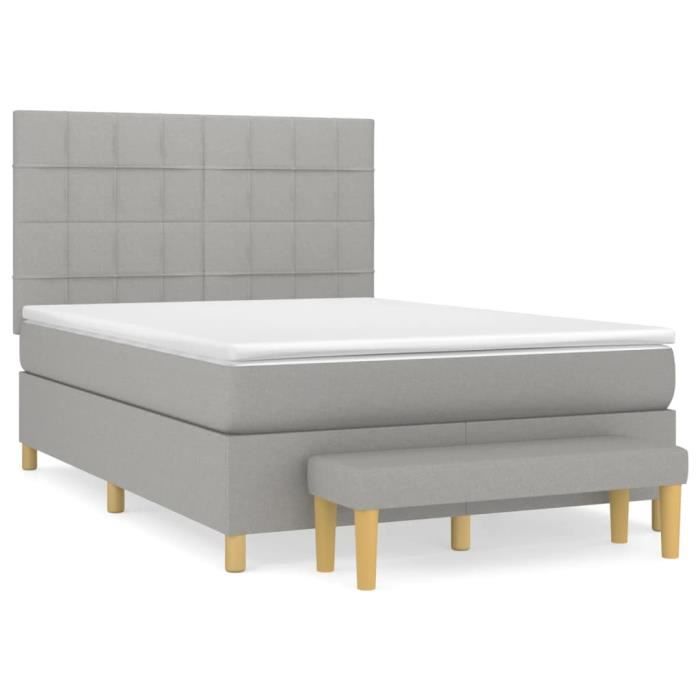 3137157 vidaXL Divan Bed with Mattress Light Grey 140x200cm Fabric