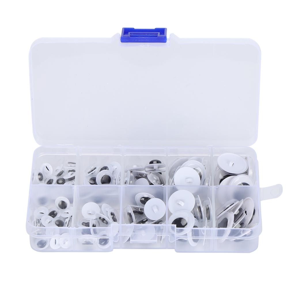 100Pcs Sew On Plactic Eyes Movable Black and White Assorted Size Kids DIY Craft Making Material