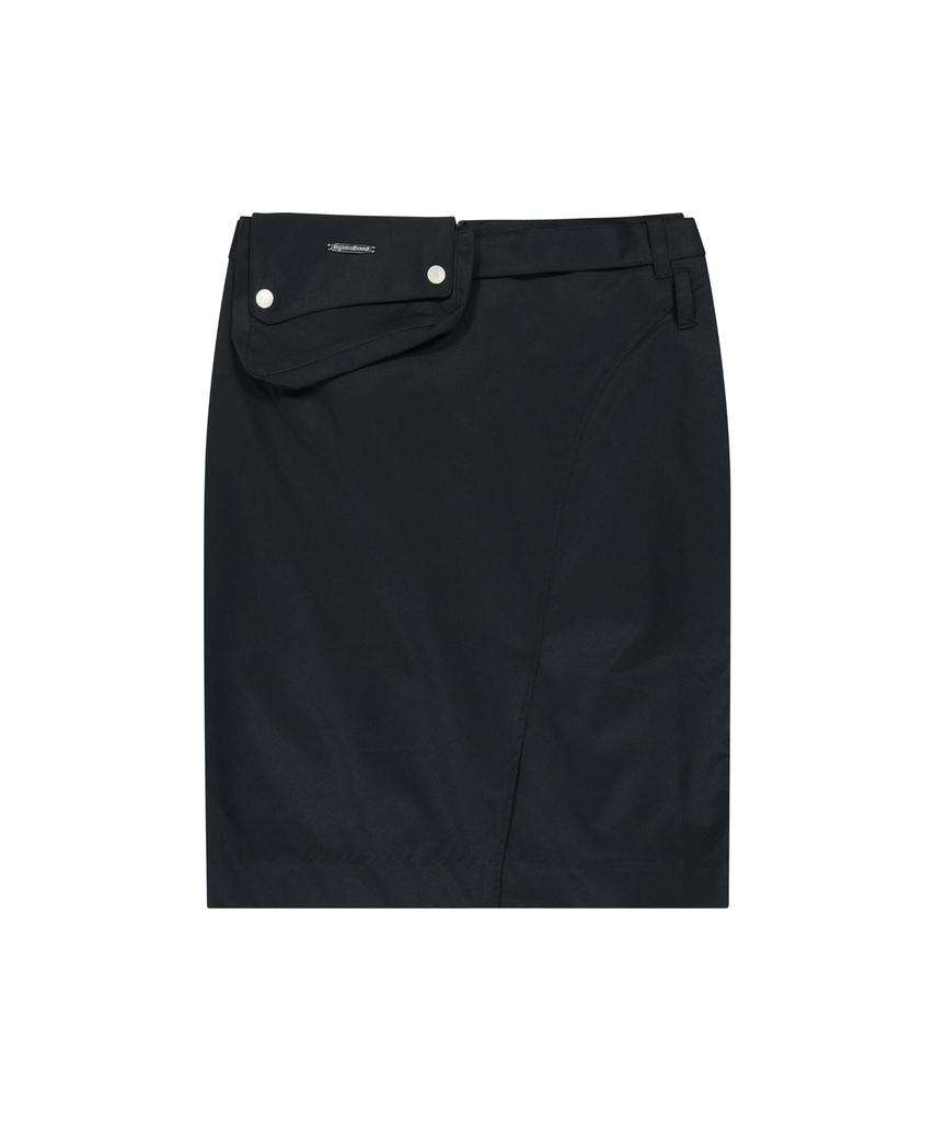 Iuga Makaras Belted Bag Midi Skirt (Black)