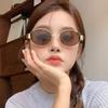 Arc De Triomphe Oval Metal Frame Retro Sunglasses for Women - Slimming Round Face, Euro-American Style