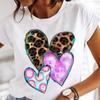 Women Printing Clothes Custom T-Shirt Watercolor Cute Tops Tshirt Short Sleeve Cartoon Heart Print Female Graphic O-Neck Tees