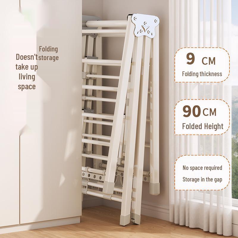 Adjustable Foldable Clothes Drying Rack for Indoor/Outdoor Use - Ideal for Bedroom, Balcony, and Baby Items.