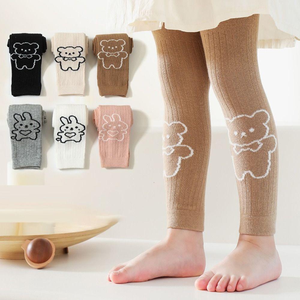Cartoon Bear Children's Cropped Pants Elastic Waist Kids Skinny Pants  Spring Autumn
