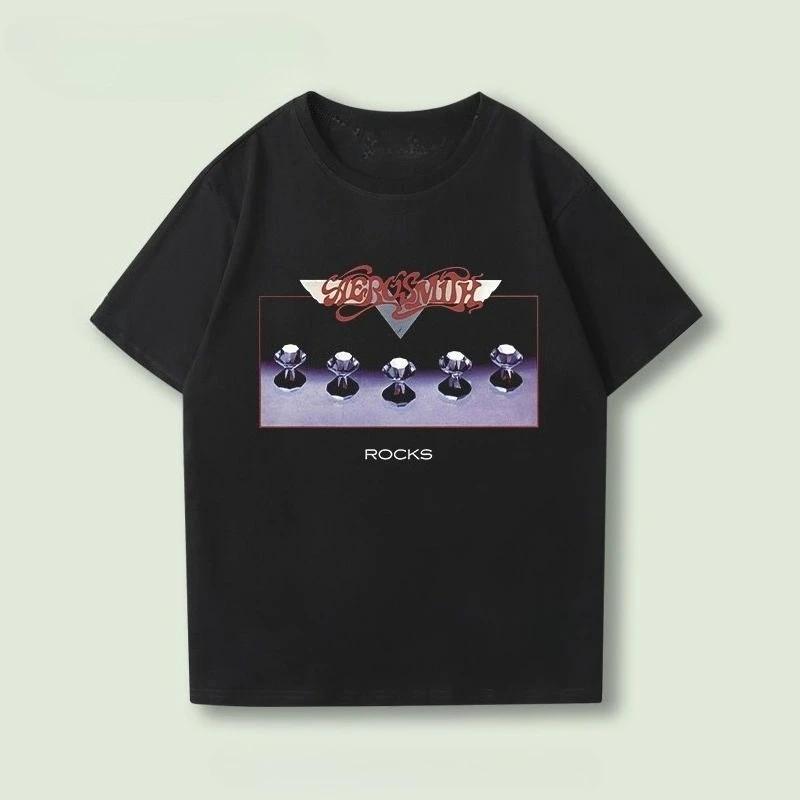 2026 Aerosmith A Shortsleeved Male Band  PINK  A Printed American Hard Rock Halfsleeved S