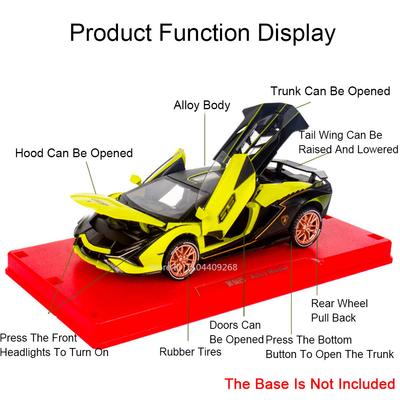 1:32 Sian V12 Car Model Toy Alloy Diecast Doors Opened Sound Light Wheel Steering Sports Cars Toys Models for Kids' Edutainment