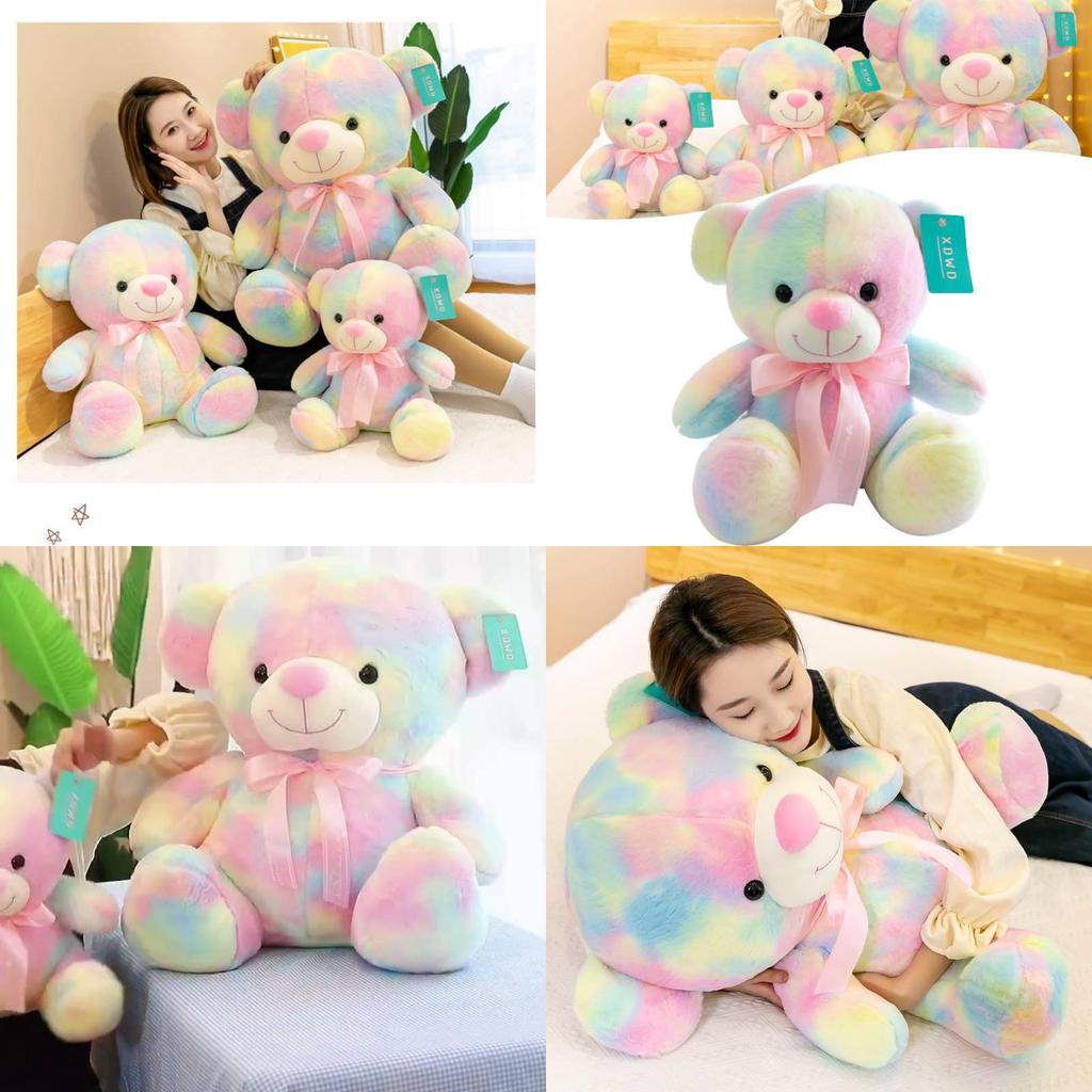 Rainbow Bear Plush Toy With Soft Cotton Material For Kids And Birthday Gift