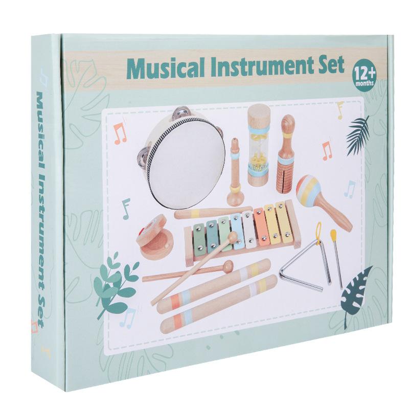 Wooden Orff Percussion Children's Vocal Enlightenment Sand Hammer Ringboard Hand-clapped Bell Knocking Instrument Educational Toy