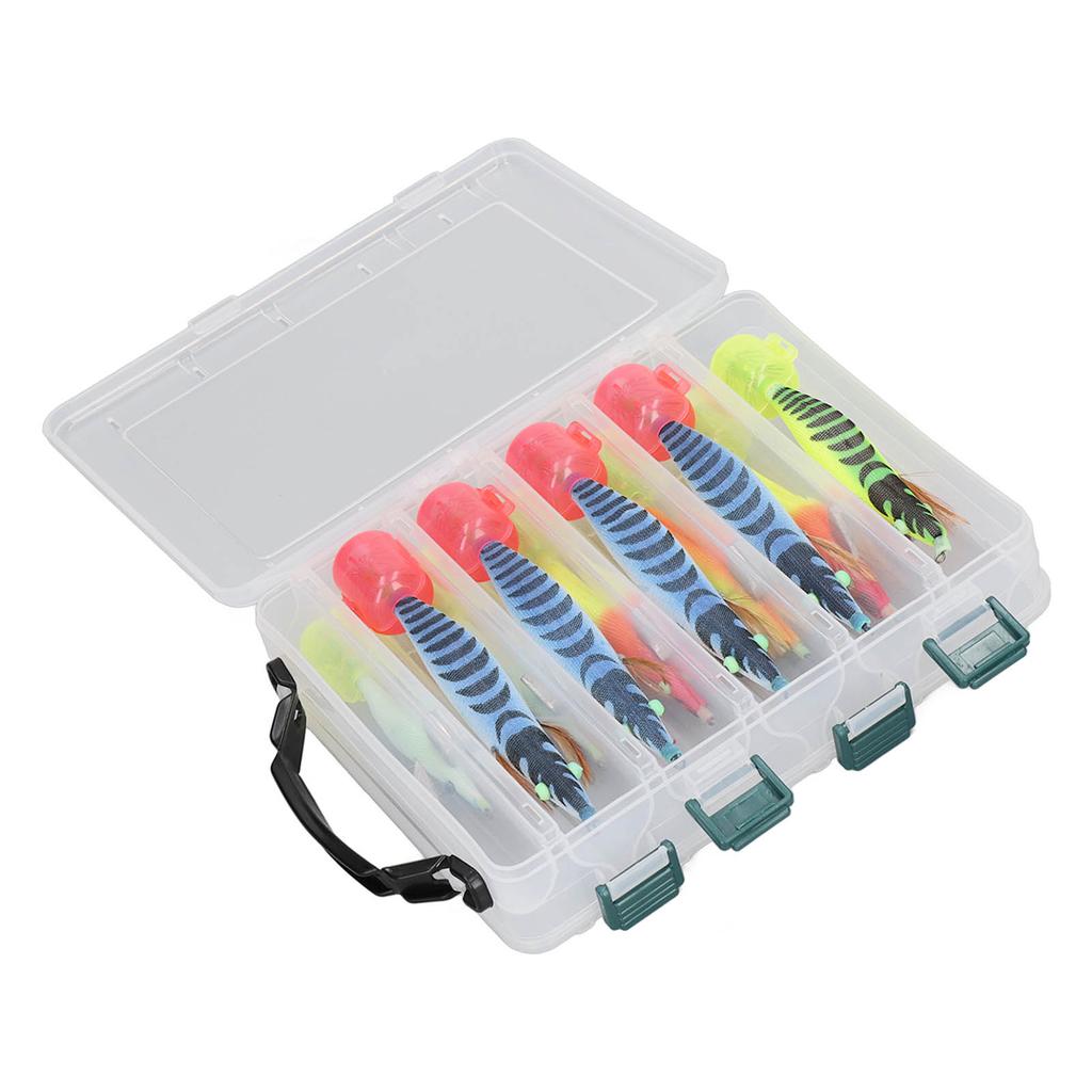 10 buc Cârlige luminoase pentru calamar Momeală Oțel inoxidabil Plastic Fluorescent Formă realistă de crevetă Momeală Accesorii de pescuit