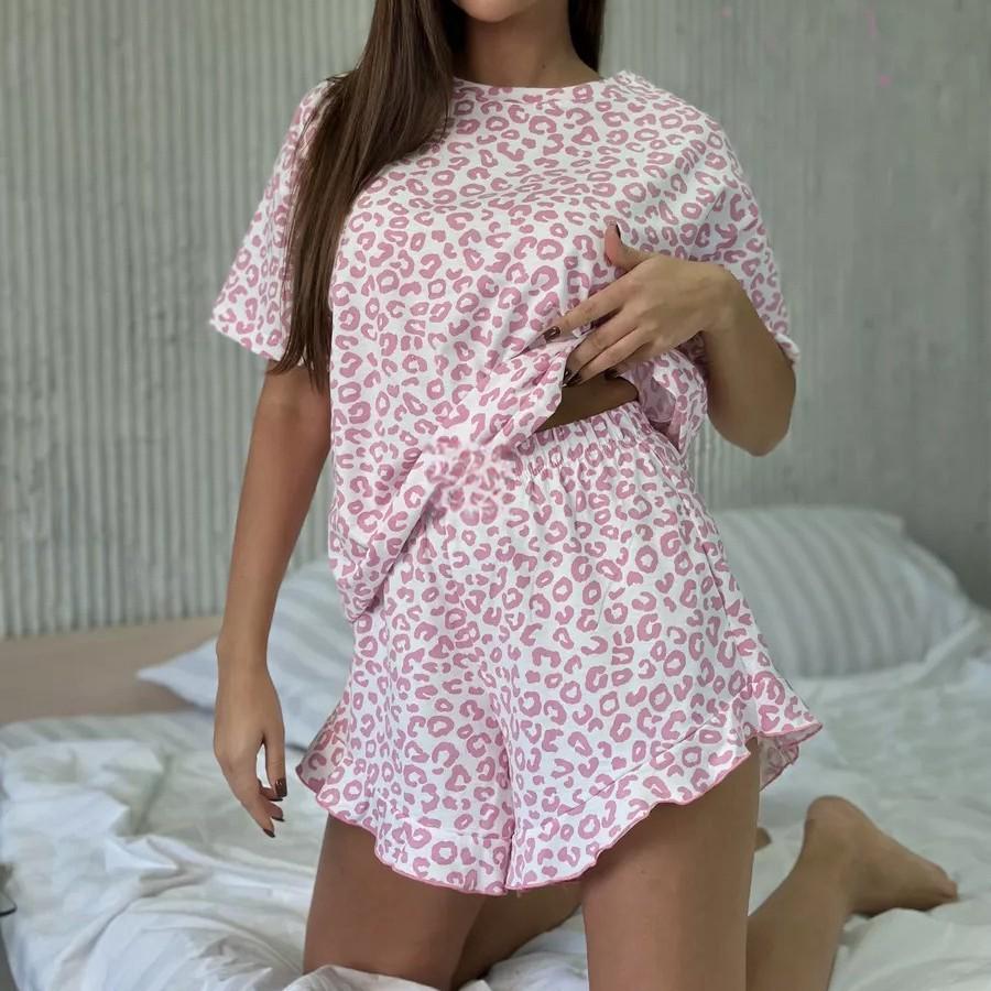 2026 European Summer Women's Casual Leopard Print Top & Shorts Set
